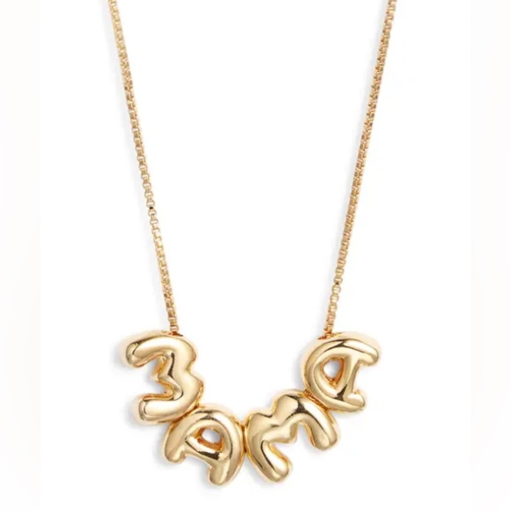 Nordstrom Demi Fine Bubble “Mama” Pendant Necklace 14K Gold Plated NWT